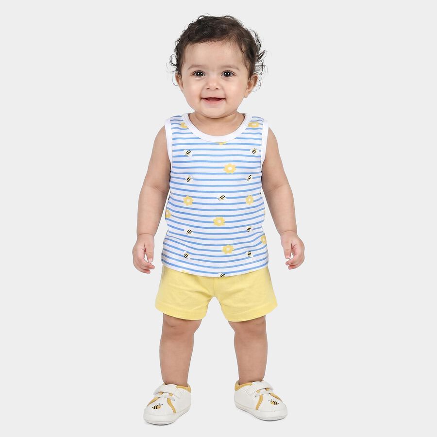 Infants Light Blue Round Neck Short Set Upper and Bottom Set, Light Blue, large