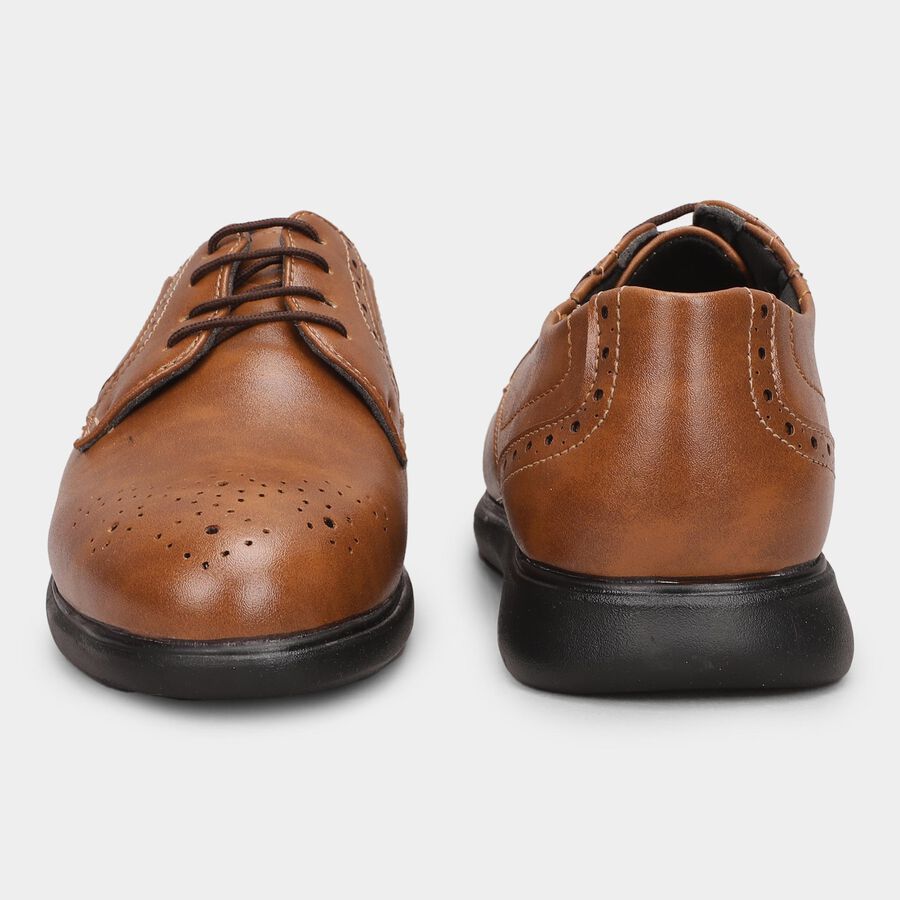 Men's Rich Chestnut Brown Lace-Up Formal Shoes, भूरा, large