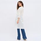 Women's Deep Teal Blue Cotton Round Neck Embroidered Kurta, टील ब्लू, small image number null