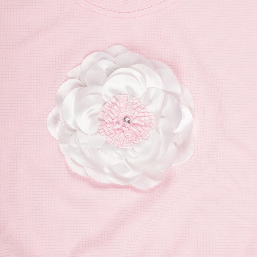 Girls' Light Pink Round Neck Casual T-Shirt, गुलाबी, large