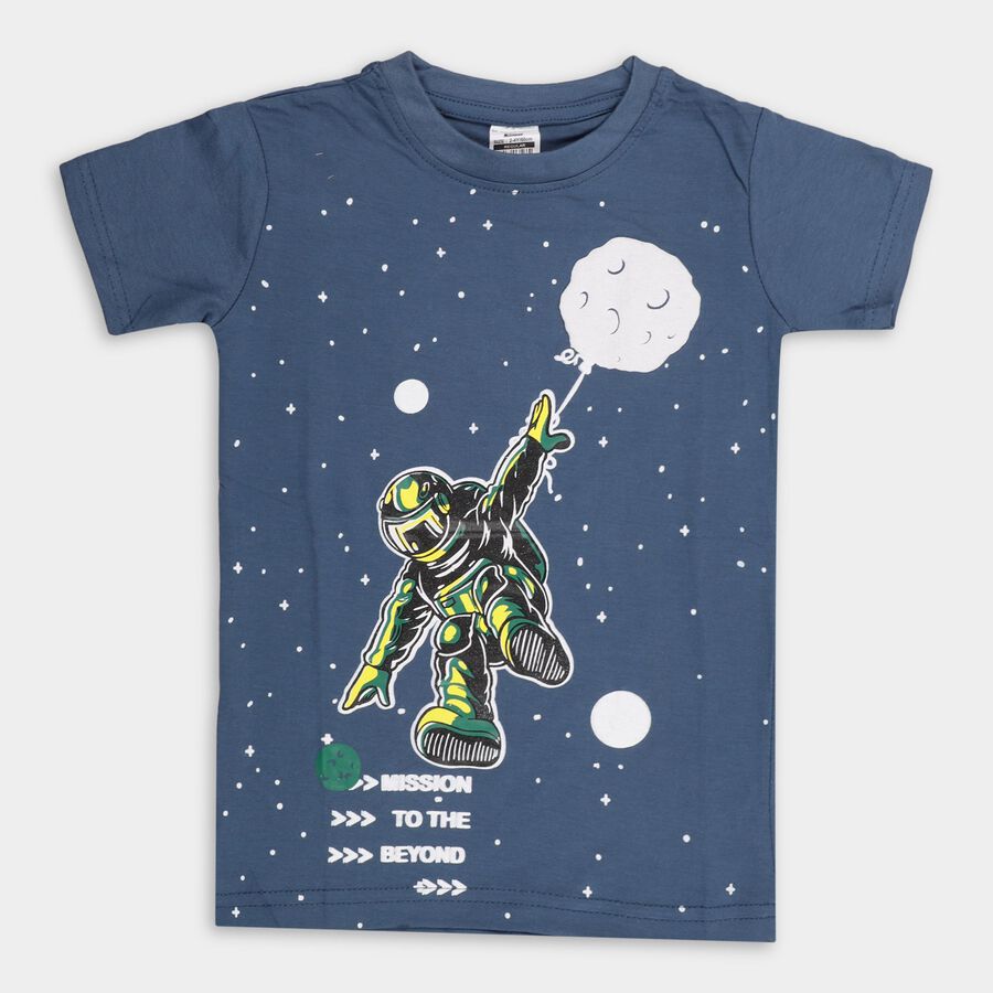 Boys' 100% Cotton Half Sleeves T-Shirt , Navy Blue, large image number null