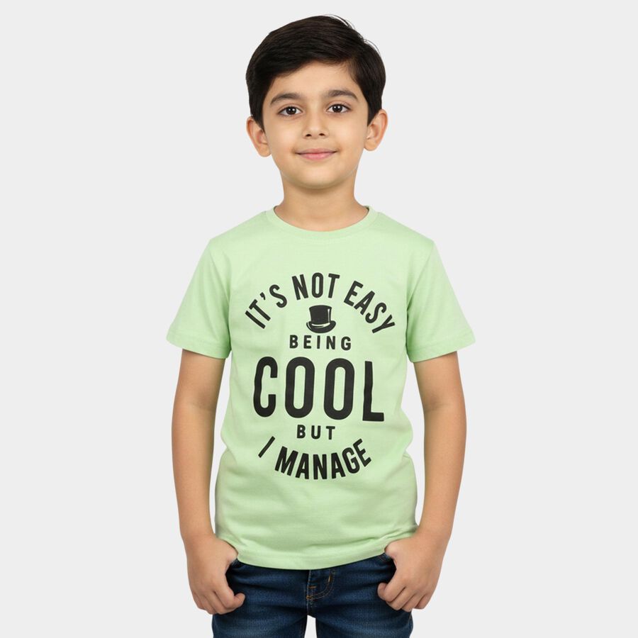 Boys' Half Sleeves T-Shirt, हल्का हरा, large