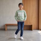 Boys' Mint Green Crew Neck Graphic Sweatshirt, Light Green, small