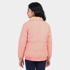 Girls' Pink Faux Fur Collar Puffer Jacket, Pink, small