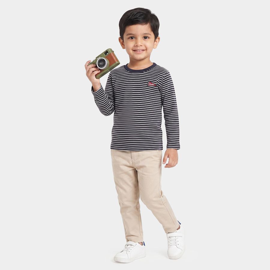 Boys Navy Blue Crew Neck Regular T-Shirt, Navy Blue, large