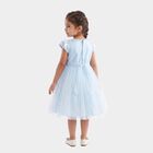 Girls' Light Blue Fit and Flare Floral Applique Party Wear Frock, हल्का नीला, small