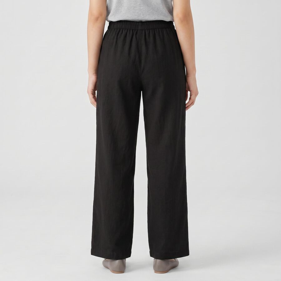 Women's Black Solid Elastic Waist Palazzos, काला, large