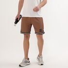 Men's Muted Brown Regular Fit Textured Bermuda Shorts, Brown, small