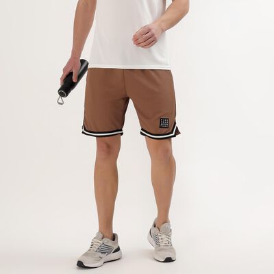 Men's Muted Brown Regular Fit Textured Bermuda Shorts
