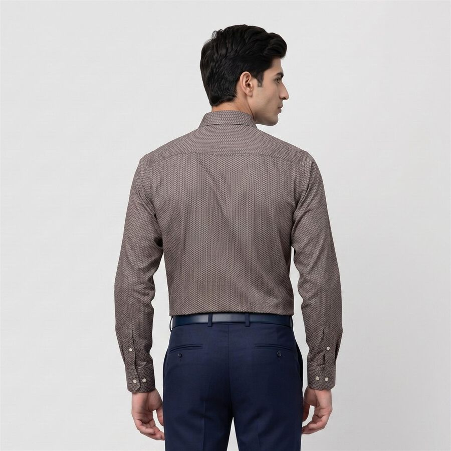 Men's Brown Formal Shirt, Brown, large