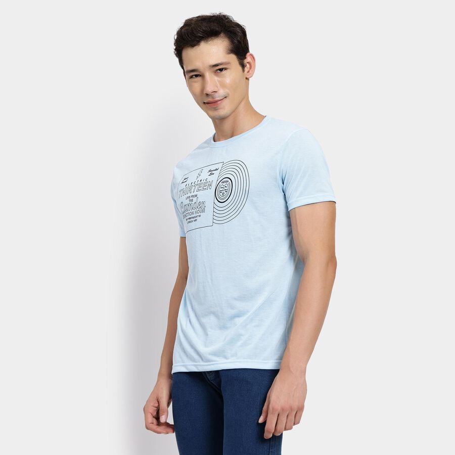 Men's Round Neck Half Sleeves T-Shirt, Sky Blue, large image number null