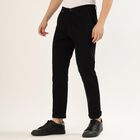 Men's Jet Black Slim Fit Casual Trousers, Black, small