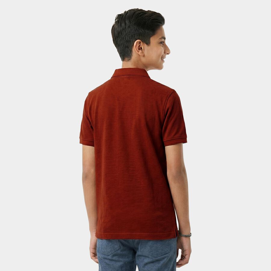 Boys Brown Polo Neck Polo T-Shirt, भूरा, large