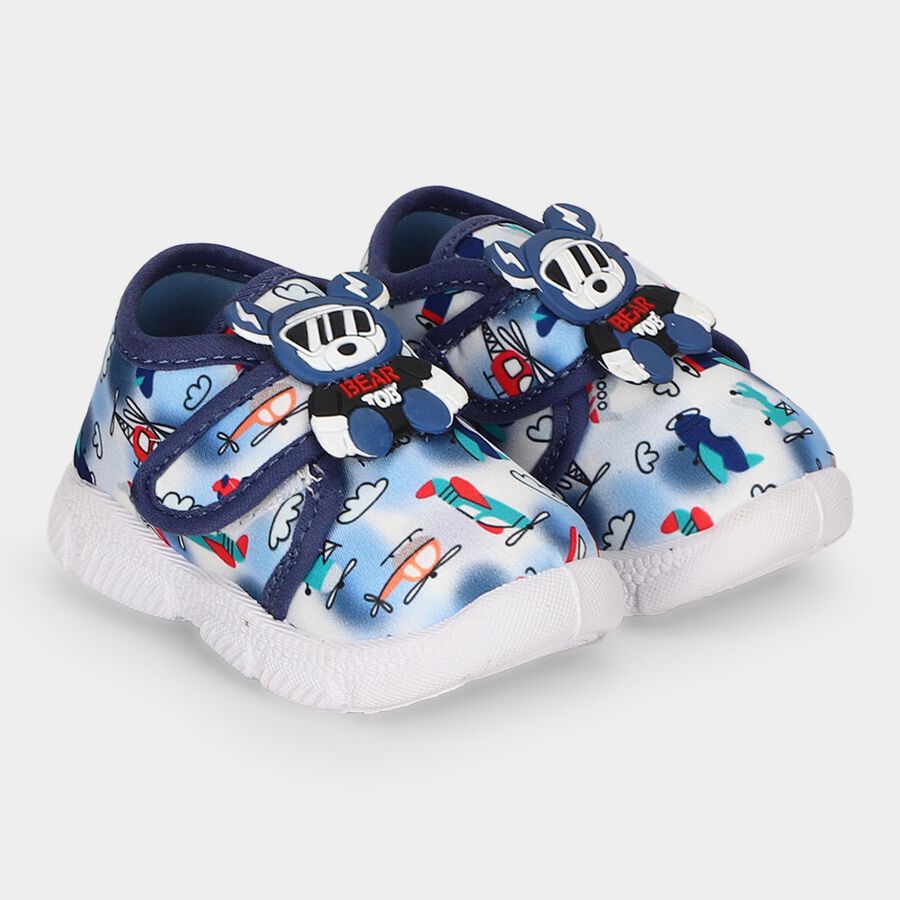 Boys' Blue Velcro Printed Sneakers, नीला, large