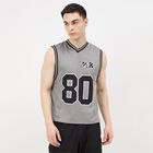 Men's Grey Round Neck Printed Athleisure T-Shirt, Dark Grey, small