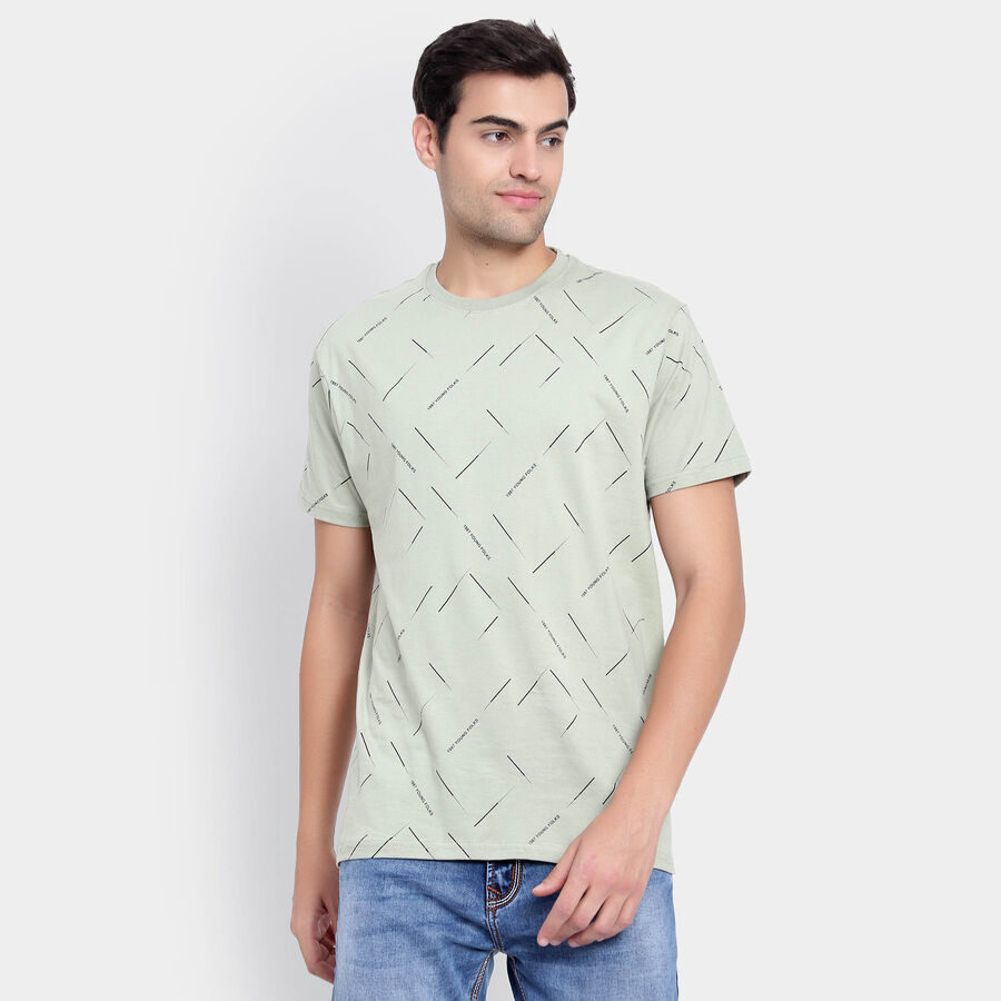 Cotton Round Neck T-Shirt, Light Green, large image number null