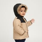 Infants Light Beige Hooded Casual Jacket, Beige, small image number null