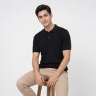 Men's Navy Blue Cotton Polo Neck Solid T-Shirt, Navy Blue, small