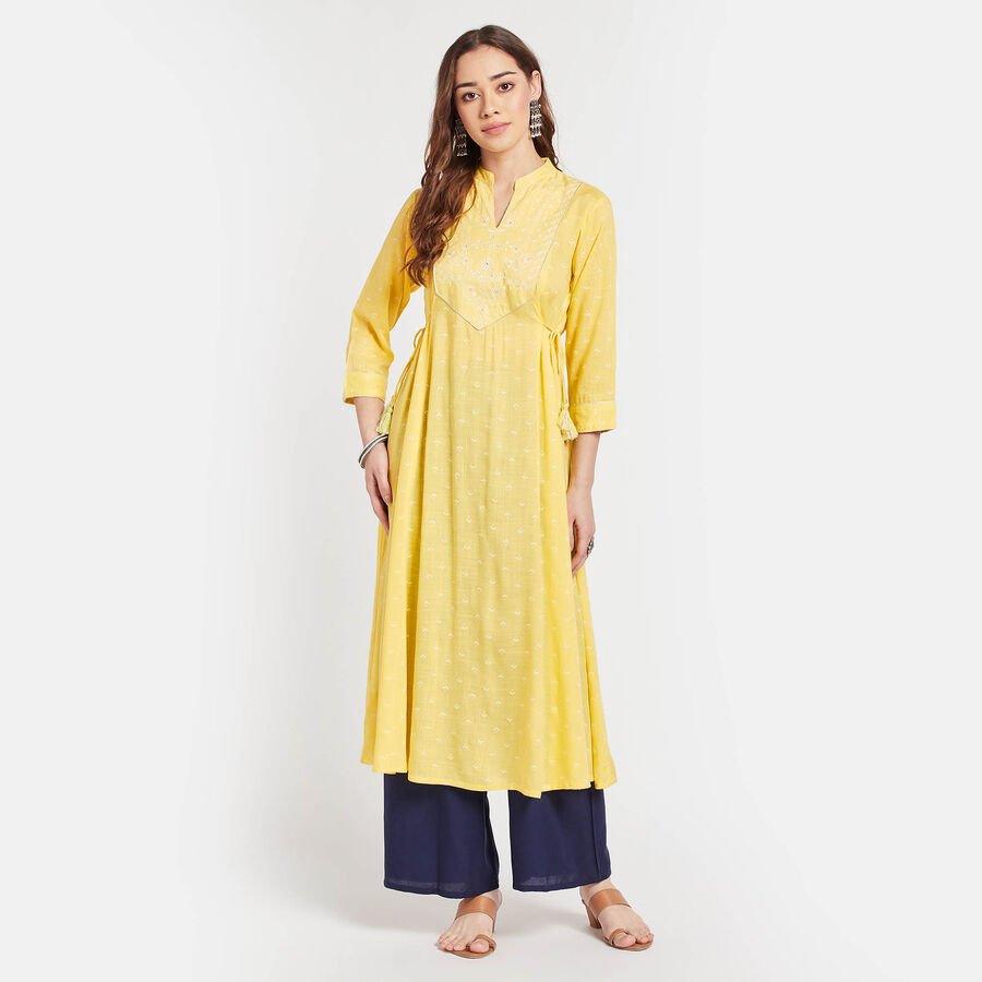 Embroidered Kurta, Yellow, large image number null