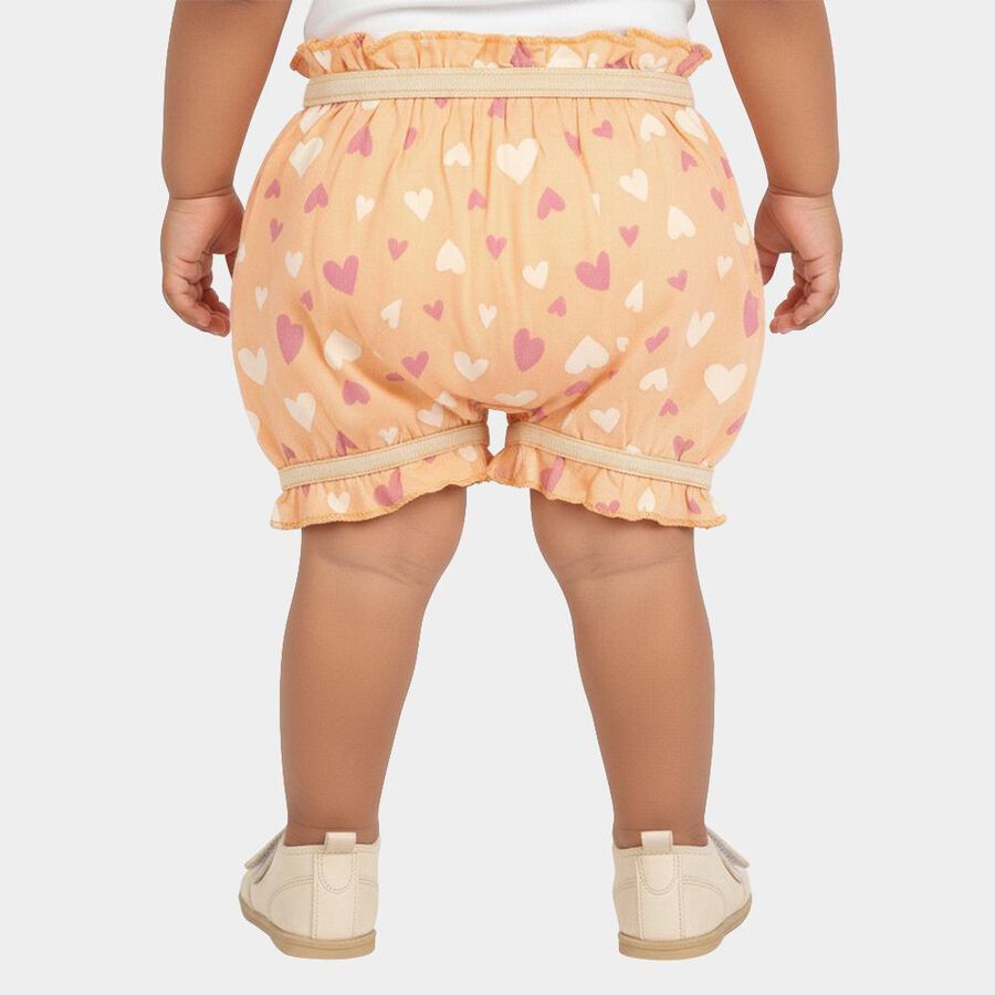 Girls' Peach Regular Fit Heart Print Bloomer, पीच, large