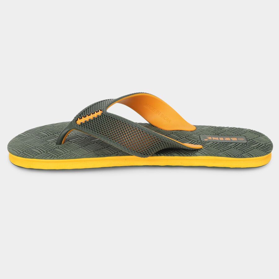 Men Olive Green Slip-On Flip-Flop Slippers, ओलिव, large