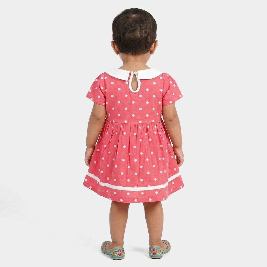 Infants' Pink Polka Dot Fit and Flare Frock, गुलाबी, large