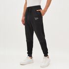 Men's Charcoal Black Regular Fit Panelled Track Pants, Charcoal, small image number null