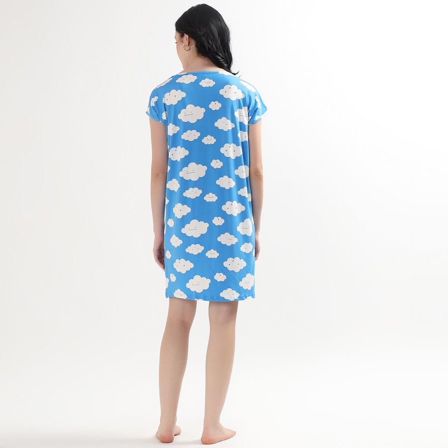 Ladies' Knee Length Nighty, Dark Blue, large image number null