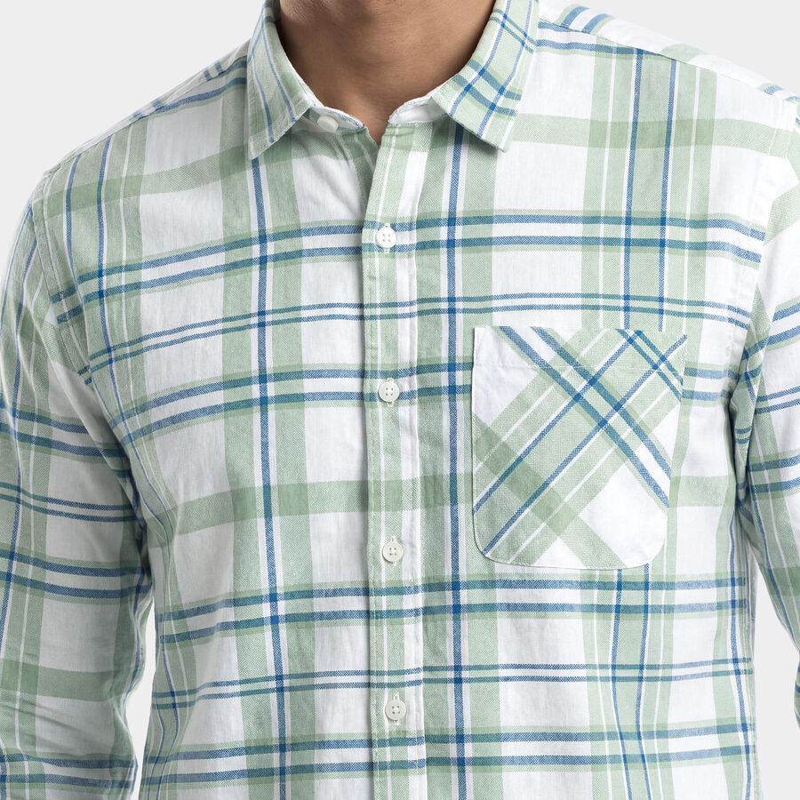 Men's Mint Green Cotton Classic Collar Casual Shirt, Light Green, large