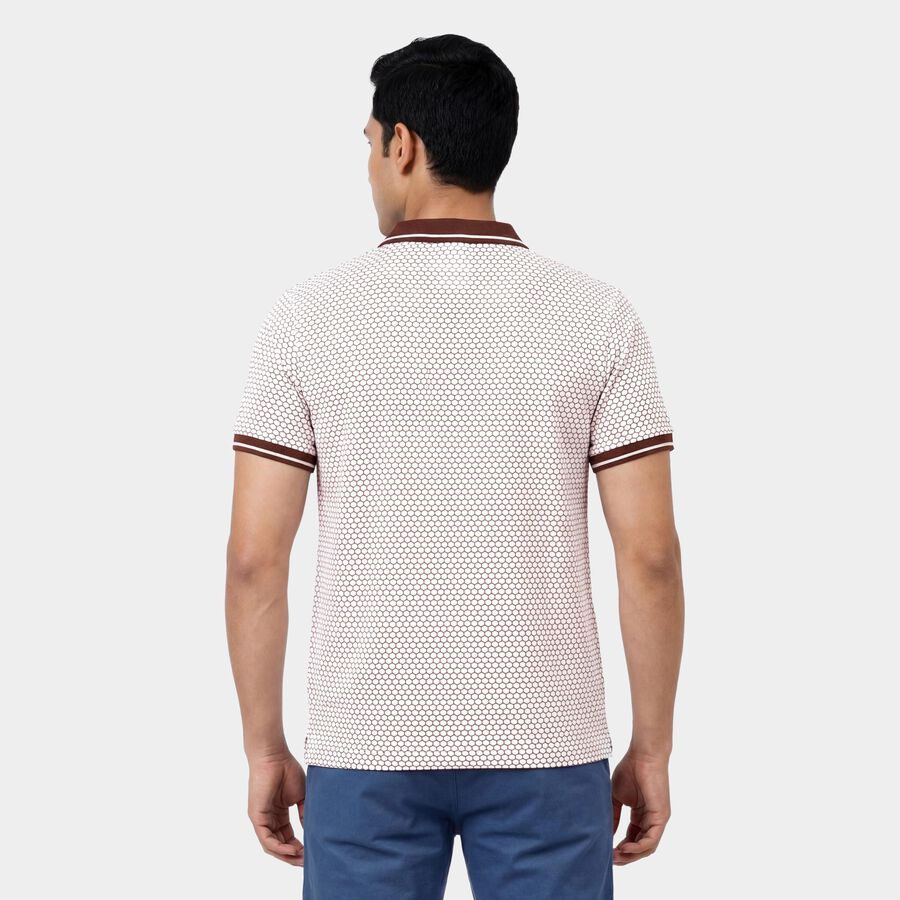 Men's Brown Cotton Polo Neck Casual T-Shirt, Brown, large