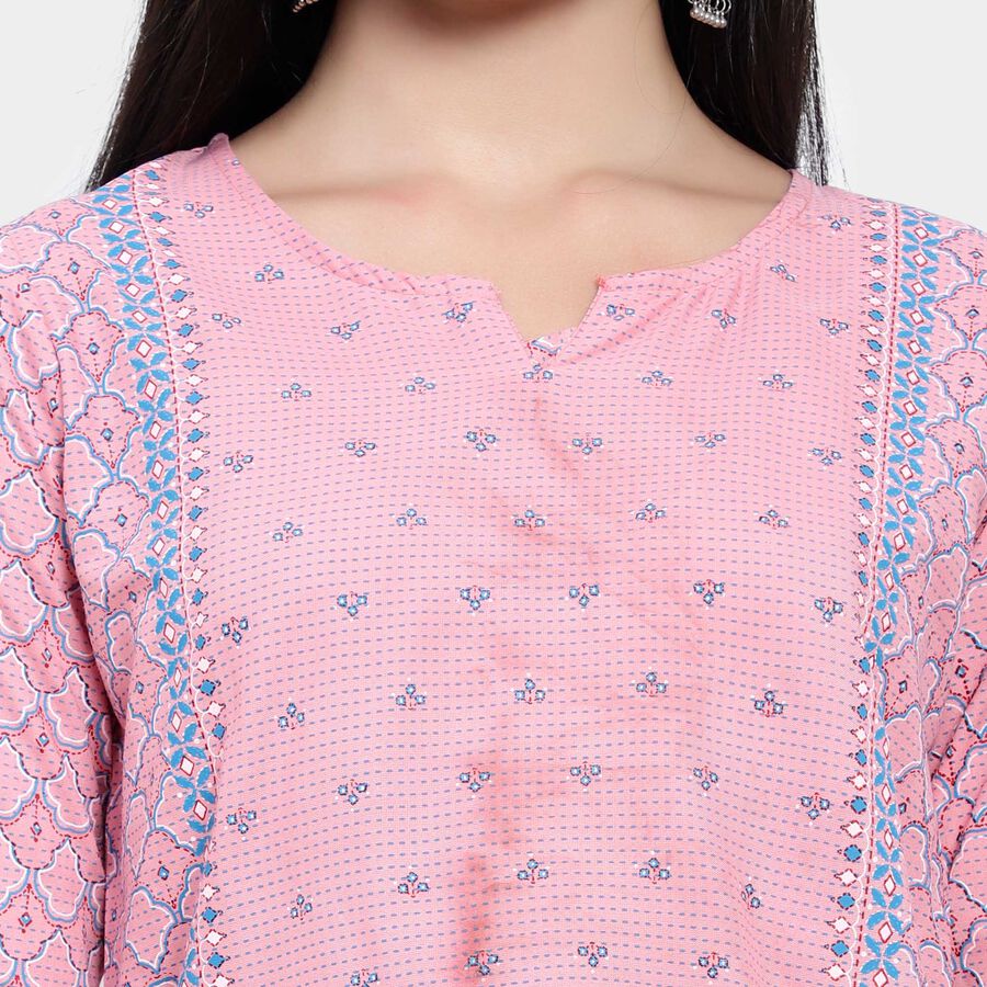 All Over Print Straight Kurti, गुलाबी, large image number null
