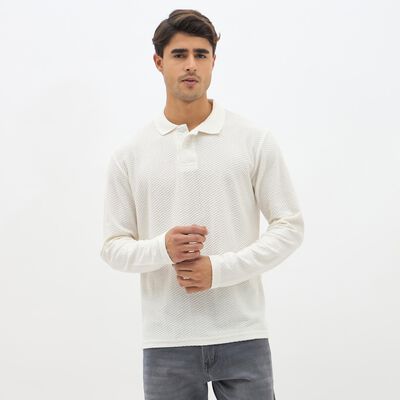 Men's Rich Eggshell White Polo Neck Classic T-Shirt