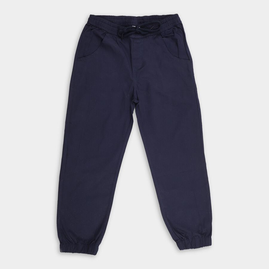 Boys' 100% Cotton Trousers, Navy Blue, large image number null