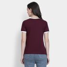 Ladies' Round Neck T-Shirt , वाइन, small image number null