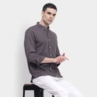 Men's 100% Cotton Casual Shirt, गहरा ग्रे, small image number null