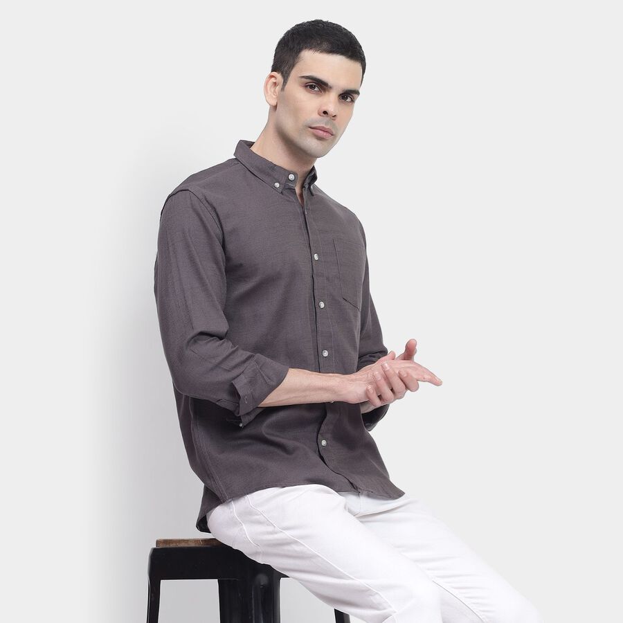 Men's 100% Cotton Casual Shirt, गहरा ग्रे, large image number null
