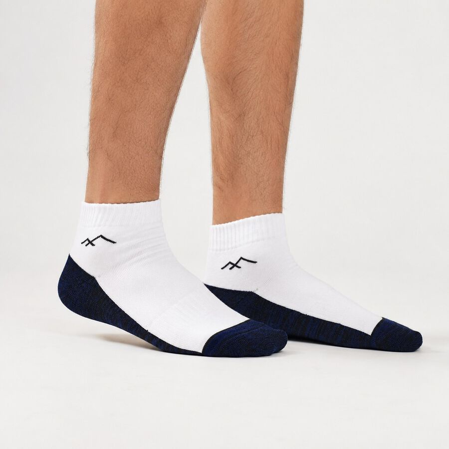Men's Ankle Length Socks Pack of 3 ( White, Navy, Blue ), Navy Blue, large