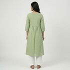 Women's Green Cotton Casual Kurta, Light Green, small