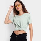 Printed Round Neck T-Shirt, Light Green, small image number null