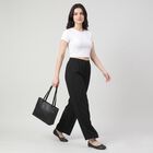 Women's Black Regular Fit Solid Palazzos, काला, small