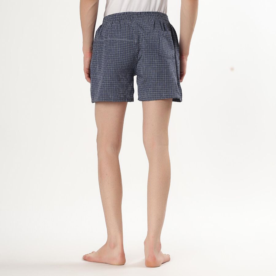 Men's Navy Checked Inner Elastic Boxers, Mid Blue, large image number null