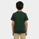 Boys Green Round Neck Casual Boys T-Shirt, गहरा हरा, small