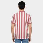 Men's Pink Polo Neck Striped T-Shirt, गुलाबी, small