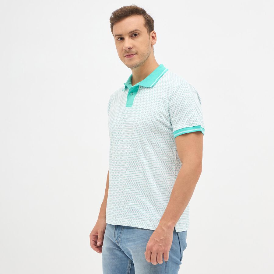 Men's 100% Cotton Collared Half Sleeves T-Shirt , Aqua, large image number null