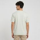 Men's Green Round Neck Regular Striped T-Shirt, हल्का हरा, small