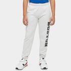 Boys' Ecru Melange Cotton Blend Elastic Waist Pyjama, Ecru Melange, small