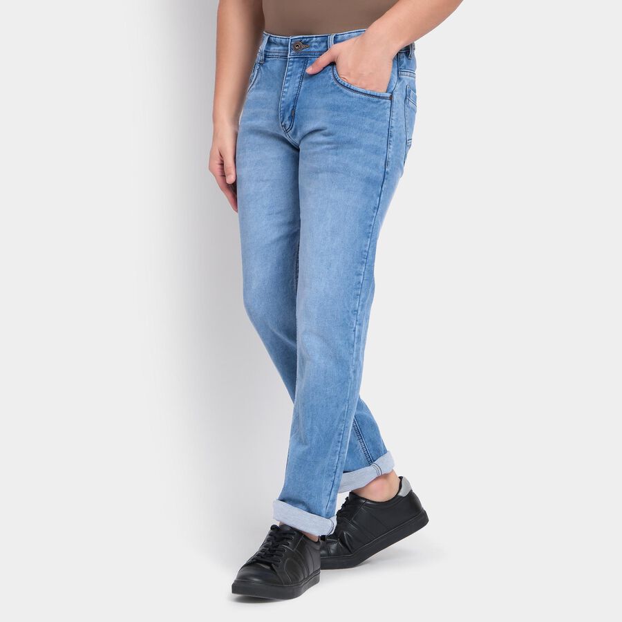 Men's Slim Fit Jeans , मध्यम नीला, large image number null