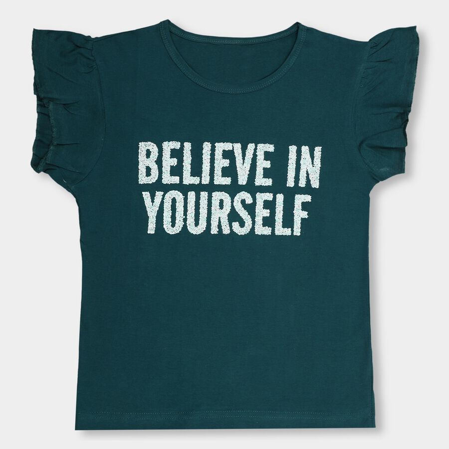 Girls' 100% Cotton T-Shirt , Dark Green, large image number null