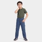 Boys Blue Straight Fit Cargo Jeans, Dark Blue, small