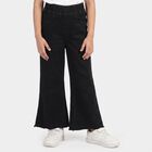 Girls Black Flared Fit Raw Hem Jeans, काला, small